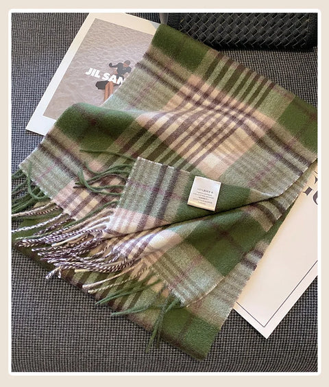 High Quality 100% Wool Scarf Female Fashion Classic Soft Cashmere Muffler Women Warm Thermal Shawl Outside Autumn Winter