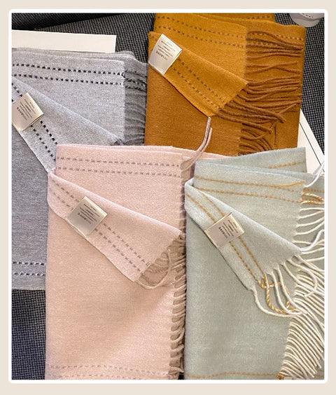 High Quality 100% Wool Scarf Female Fashion Classic Soft Cashmere Muffler Women Warm Thermal Shawl Outside Autumn Winter