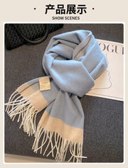 High Quality 100% Wool Scarf Female Fashion Classic Soft Cashmere Muffler Women Warm Thermal Shawl Outside Autumn Winter