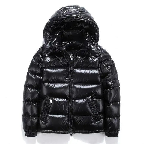 Men’s Glossy Short Down Jacket – Thickened Hooded Winter Coat | Fleece-Lined Polyester Fiber Outerwear