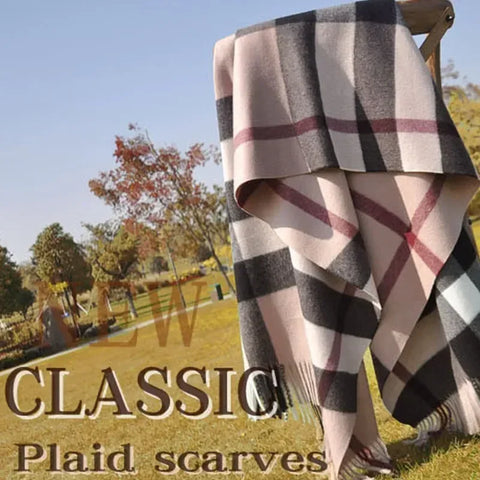 190*70cm Winter Women's Scarf Luxury Brand Classic Lattice Soft Foulard Female Cashmere Scarves Shawl Pashmina Shawls And Wraps