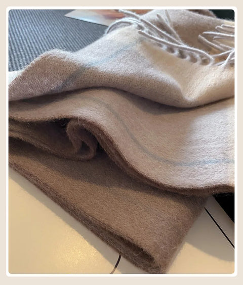 High Quality 100% Wool Scarf Female Fashion Classic Soft Cashmere Muffler Women Warm Thermal Shawl Outside Autumn Winter