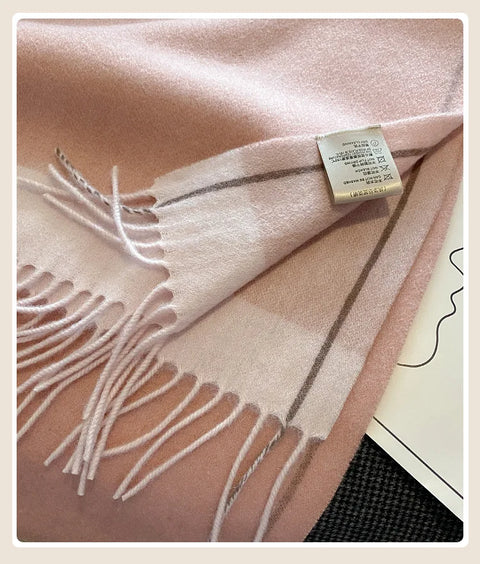 High Quality 100% Wool Scarf Female Fashion Classic Soft Cashmere Muffler Women Warm Thermal Shawl Outside Autumn Winter