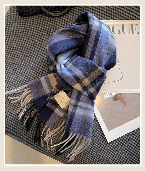 High Quality 100% Wool Scarf Female Fashion Classic Soft Cashmere Muffler Women Warm Thermal Shawl Outside Autumn Winter