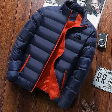 Men’s Winter Thick Warm Parka – Stand Collar Cotton-Padded Windproof Jacket Casual Solid Outdoor Coat