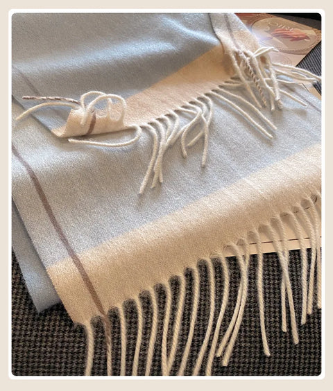 High Quality 100% Wool Scarf Female Fashion Classic Soft Cashmere Muffler Women Warm Thermal Shawl Outside Autumn Winter