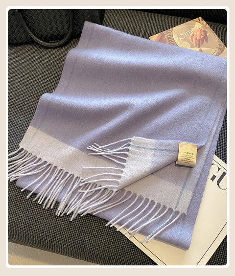 High Quality 100% Wool Scarf Female Fashion Classic Soft Cashmere Muffler Women Warm Thermal Shawl Outside Autumn Winter
