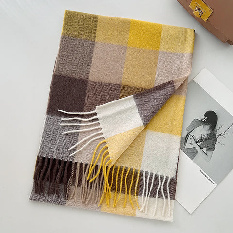 High Quality 100% Wool Scarf Female Fashion Classic Soft Cashmere Muffler Women Warm Thermal Shawl Outside Autumn Winter