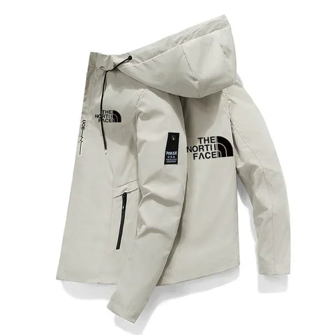 2025 Men’s Windproof Hooded Baseball Jacket – High Quality Outdoor Sports Zip-Up Coat for Spring & Autumn