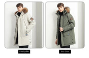 Men Winter Goose Down Coats Fur Collar Hooded Long Down Jackets Top Quality Male Outdoor Windproof Warm Winter Jackets Canada
