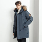 Men Winter Goose Down Coats Fur Collar Hooded Long Down Jackets Top Quality Male Outdoor Windproof Warm Winter Jackets Canada