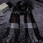1/2 Piece Black Burberry-Style Scarf, Fashionable British Plaid Faux Cashmere Scarf, Autumn and Winter Style, Men's Couple's Warm Shawl, Great Gift