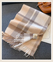 High Quality 100% Wool Scarf Female Fashion Classic Soft Cashmere Muffler Women Warm Thermal Shawl Outside Autumn Winter