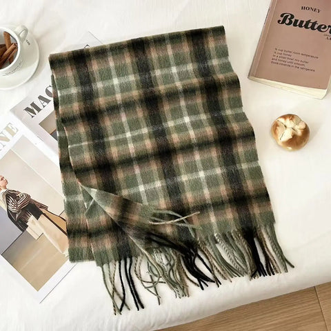 High Quality 100% Wool Scarf Female Fashion Classic Soft Cashmere Muffler Women Warm Thermal Shawl Outside Autumn Winter