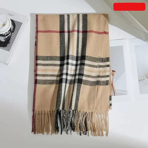 1Pcs Autumn and Winter New Men's Faux Cashmere Scarf, Neck Warmer, Korean Style, British Plaid, Versatile Trendy Men's Scarf, Best Choice for Boys, a Must-Have for Winter
