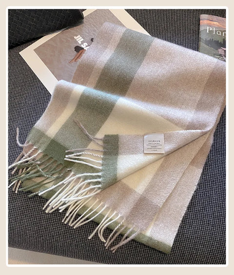 High Quality 100% Wool Scarf Female Fashion Classic Soft Cashmere Muffler Women Warm Thermal Shawl Outside Autumn Winter