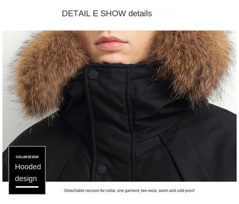 Men Winter Goose Down Coats Fur Collar Hooded Long Down Jackets Top Quality Male Outdoor Windproof Warm Winter Jackets Canada