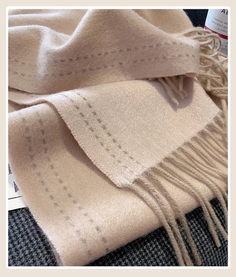 High Quality 100% Wool Scarf Female Fashion Classic Soft Cashmere Muffler Women Warm Thermal Shawl Outside Autumn Winter
