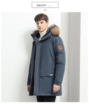 Men Winter Goose Down Coats Fur Collar Hooded Long Down Jackets Top Quality Male Outdoor Windproof Warm Winter Jackets Canada