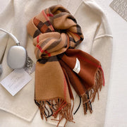 New Autumn Winter Fashion Cashmere Plaid Design Scarf Men Women Warm Thickening Shawl Neckerchief Scarves Bufanda Tassel 2024