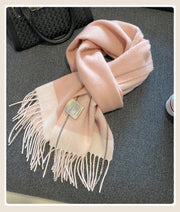 High Quality 100% Wool Scarf Female Fashion Classic Soft Cashmere Muffler Women Warm Thermal Shawl Outside Autumn Winter