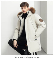 Men Winter Goose Down Coats Fur Collar Hooded Long Down Jackets Top Quality Male Outdoor Windproof Warm Winter Jackets Canada