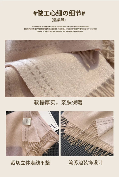 High Quality 100% Wool Scarf Female Fashion Classic Soft Cashmere Muffler Women Warm Thermal Shawl Outside Autumn Winter
