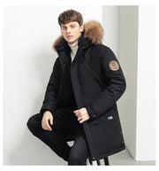 Men Winter Goose Down Coats Fur Collar Hooded Long Down Jackets Top Quality Male Outdoor Windproof Warm Winter Jackets Canada
