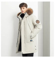 Men Winter Goose Down Coats Fur Collar Hooded Long Down Jackets Top Quality Male Outdoor Windproof Warm Winter Jackets Canada
