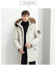 Men Winter Goose Down Coats Fur Collar Hooded Long Down Jackets Top Quality Male Outdoor Windproof Warm Winter Jackets Canada
