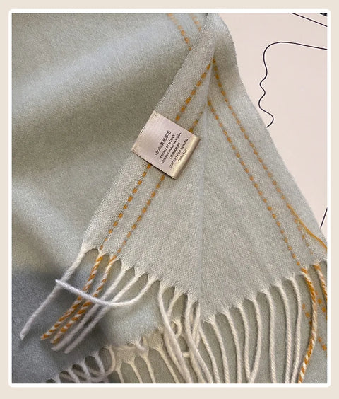 High Quality 100% Wool Scarf Female Fashion Classic Soft Cashmere Muffler Women Warm Thermal Shawl Outside Autumn Winter
