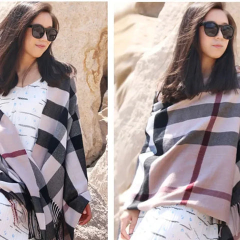 190*70cm Winter Women's Scarf Luxury Brand Classic Lattice Soft Foulard Female Cashmere Scarves Shawl Pashmina Shawls And Wraps